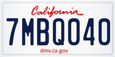 CA license plate 7MBQ040