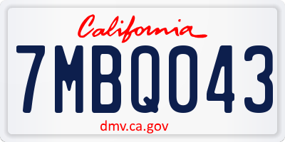 CA license plate 7MBQ043