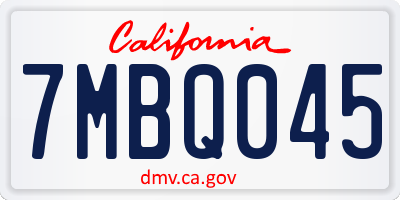 CA license plate 7MBQ045