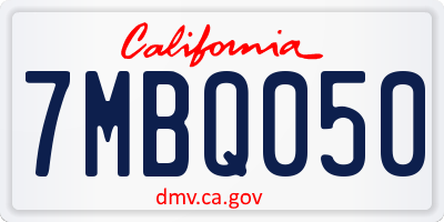 CA license plate 7MBQ050