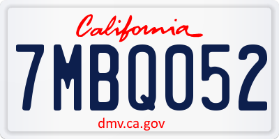 CA license plate 7MBQ052