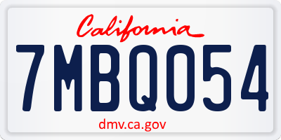 CA license plate 7MBQ054