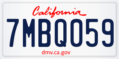 CA license plate 7MBQ059