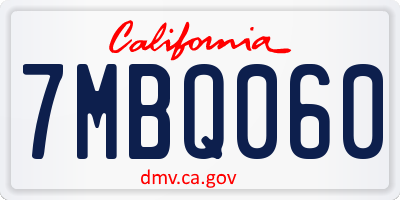 CA license plate 7MBQ060
