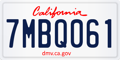 CA license plate 7MBQ061