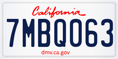 CA license plate 7MBQ063