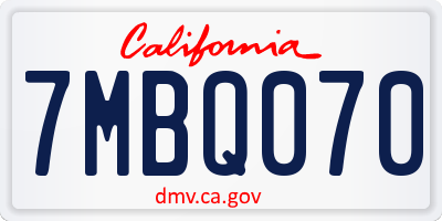 CA license plate 7MBQ070