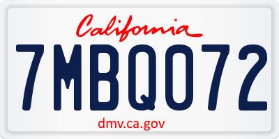 CA license plate 7MBQ072