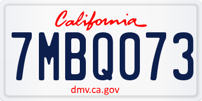 CA license plate 7MBQ073