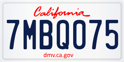 CA license plate 7MBQ075