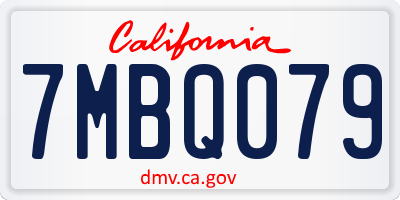 CA license plate 7MBQ079