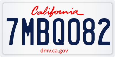 CA license plate 7MBQ082