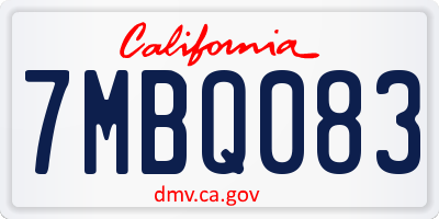 CA license plate 7MBQ083