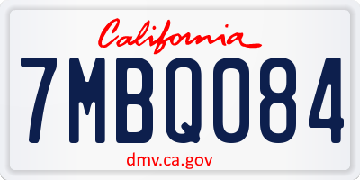 CA license plate 7MBQ084