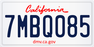 CA license plate 7MBQ085