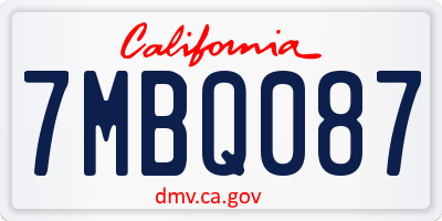 CA license plate 7MBQ087