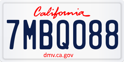 CA license plate 7MBQ088