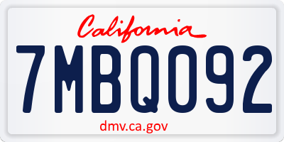 CA license plate 7MBQ092