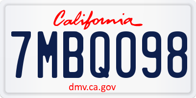 CA license plate 7MBQ098