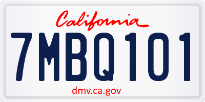 CA license plate 7MBQ101