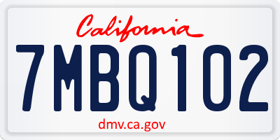 CA license plate 7MBQ102