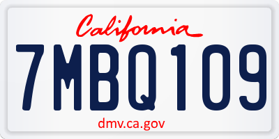 CA license plate 7MBQ109