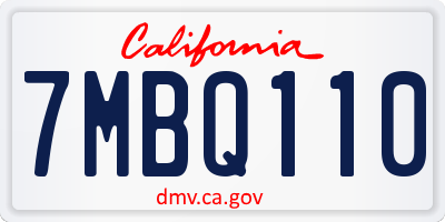 CA license plate 7MBQ110
