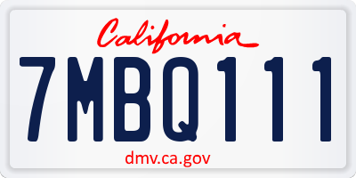 CA license plate 7MBQ111