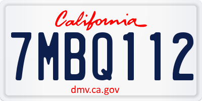 CA license plate 7MBQ112