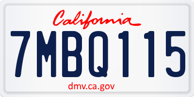 CA license plate 7MBQ115