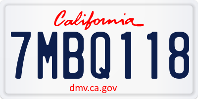 CA license plate 7MBQ118