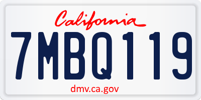 CA license plate 7MBQ119