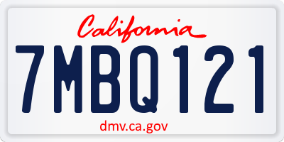 CA license plate 7MBQ121