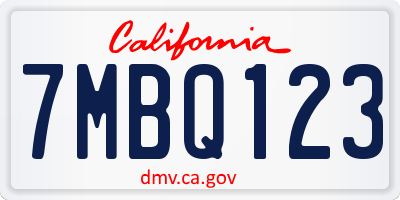 CA license plate 7MBQ123