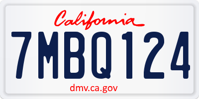 CA license plate 7MBQ124
