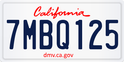 CA license plate 7MBQ125