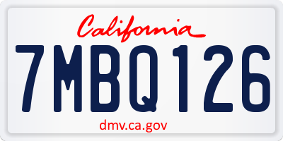 CA license plate 7MBQ126