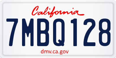 CA license plate 7MBQ128