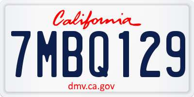 CA license plate 7MBQ129