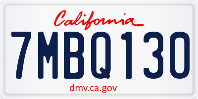 CA license plate 7MBQ130