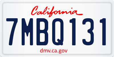 CA license plate 7MBQ131