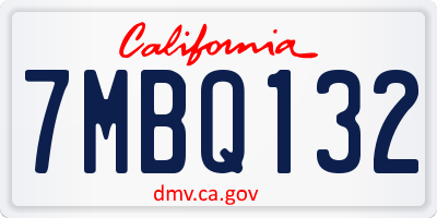 CA license plate 7MBQ132