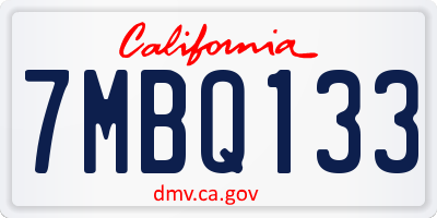 CA license plate 7MBQ133