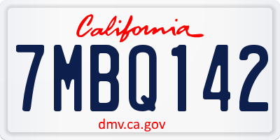 CA license plate 7MBQ142