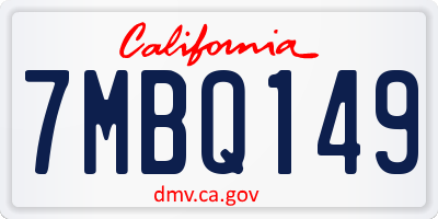 CA license plate 7MBQ149
