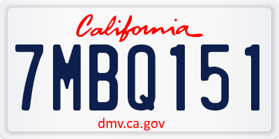 CA license plate 7MBQ151