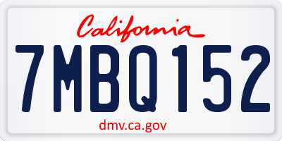 CA license plate 7MBQ152