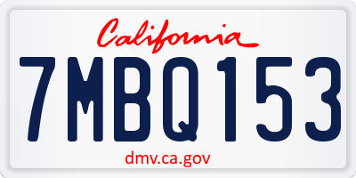 CA license plate 7MBQ153