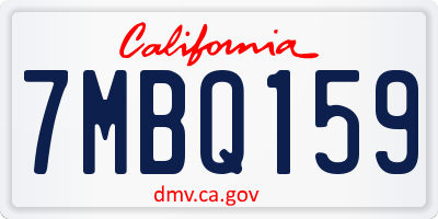 CA license plate 7MBQ159