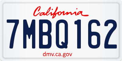 CA license plate 7MBQ162